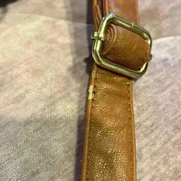 Steve Madden Brown Faux Leather Woven Design Crossbody Bag Adjustable Strap - Picture 7 of 7